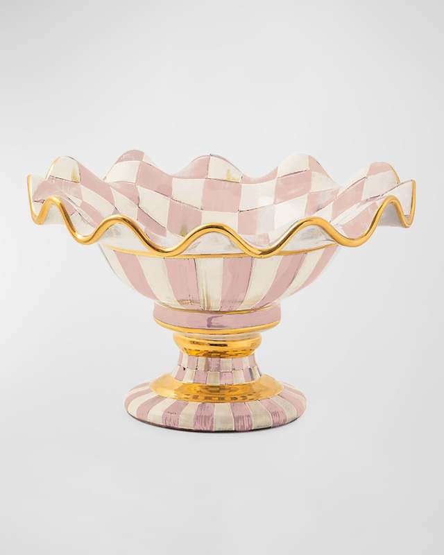 Rosy Check Ceramic Compote Bowl